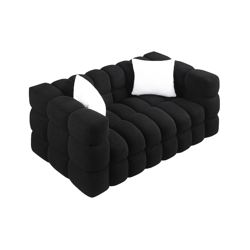 62.2length ,35.83" Deept,Human Body Structure,Marshmallow Sofa,Boucle Sofa,Black Color,2 Seater