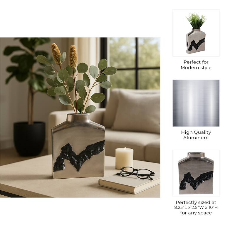 Artistic Table Vase with Fractured Finish for Home Decor