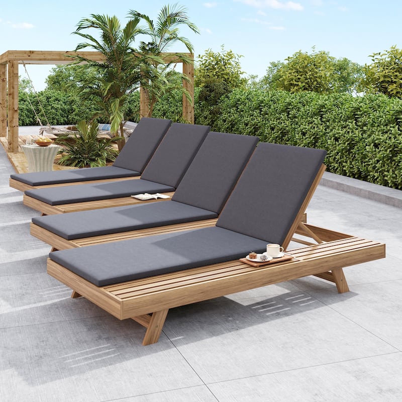 Christopher Knight Home - Maribel Modern Outdoor Acacia Wood 4-Position Adjustable Chaise Lounge with Water-Resistant Cushion