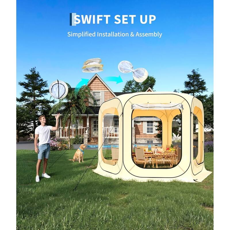 Outdoor 12x12 Ft Instant Pop Up Canopy Tent for Patio, Backyard, Deck - N/A