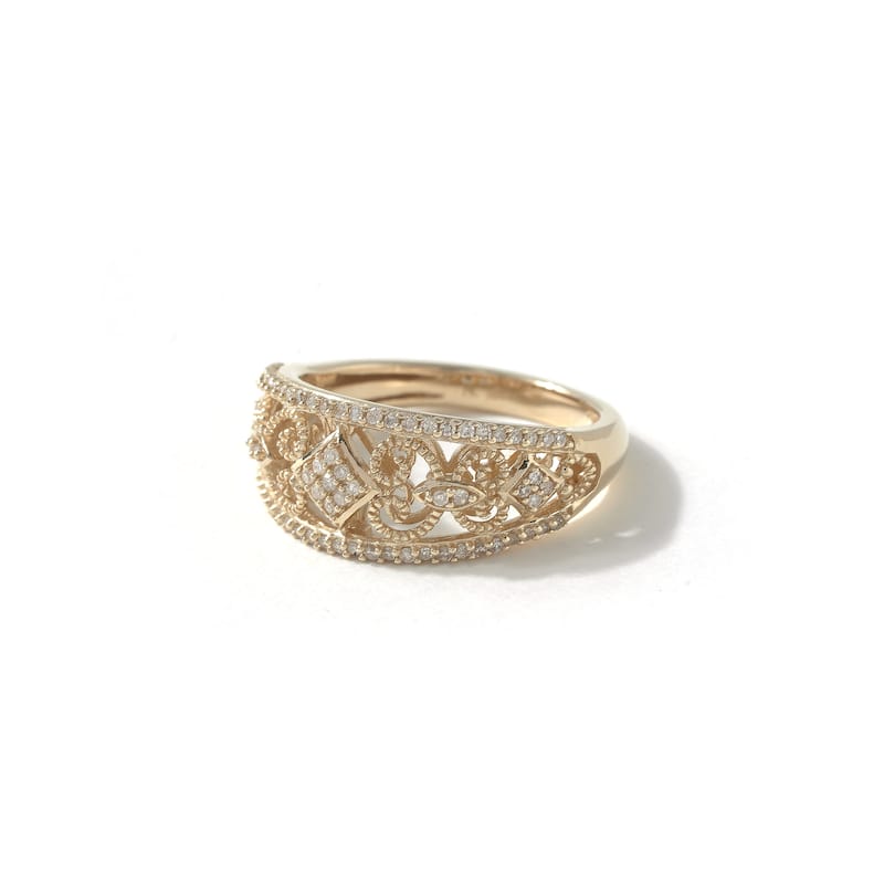 De Couer 1/5ct TDW Diamond Vintage Style Fashion Ring in 10k Yellow Gold for Women