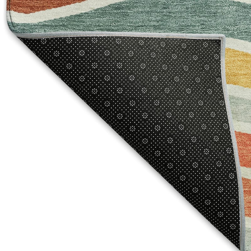 Machine Washable Indoor/ Outdoor Contemporary Stripe Chantille Rug