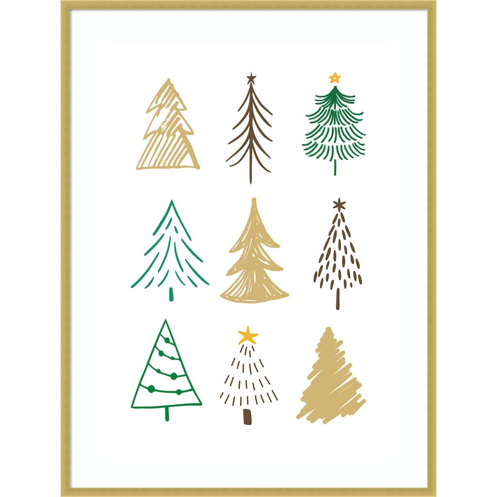 Christmas Trees 1 by Kristina N. Wood Framed Wall Art Print