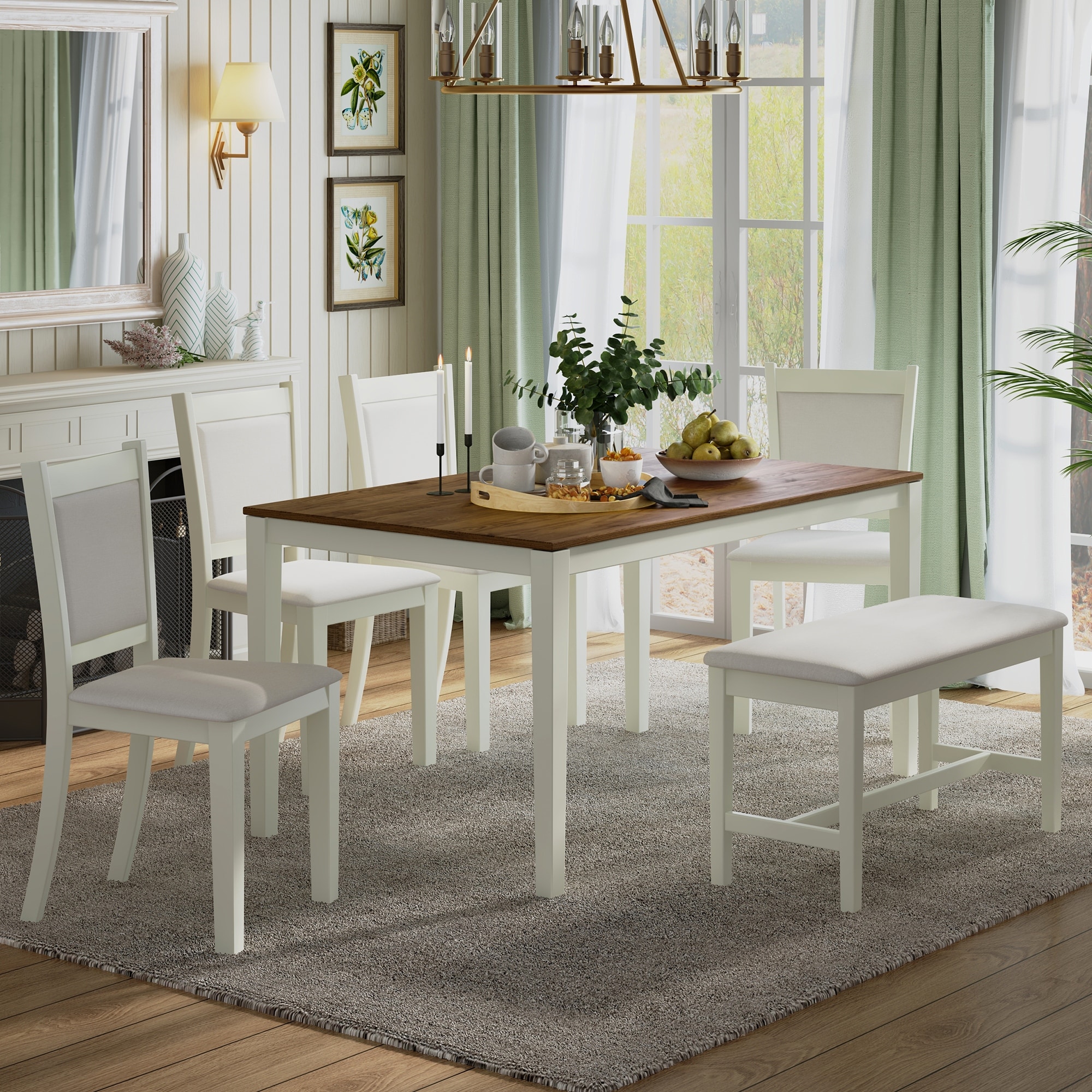 Fixed bench outlet dining table