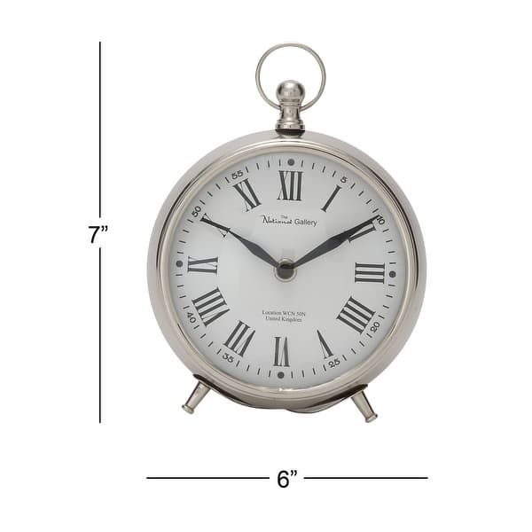 dimension image slide 1 of 2, Silver Stainless Steel Traditional Clock