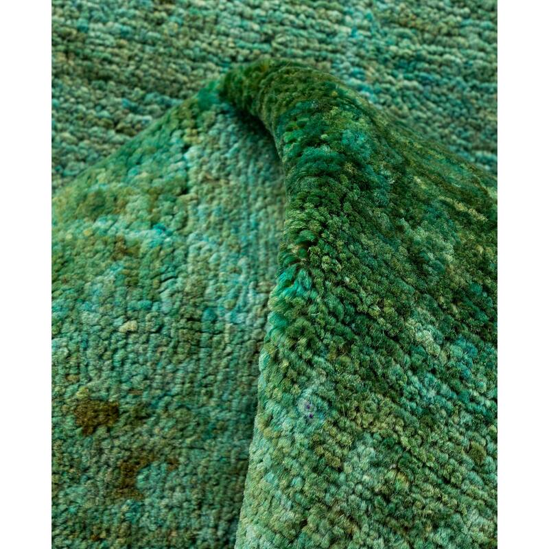 Overdyed One-of-a-Kind Hand-Knotted Area Rug - Green - 3' 1" x 15' 10"