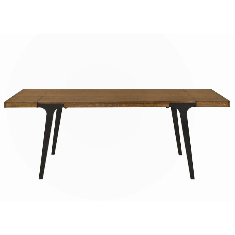 Walnut and Black Extendable Dining Table with 2 Leaf