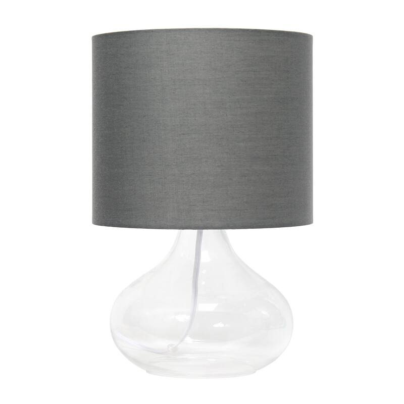 13.75" Decorative Glass Accent Table Lamp with Soft Fabric Shade Perfect for Living Room or Bedroom - 9"L x 9"W x 13.75"H - Clear, Grey 