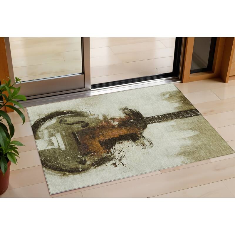 HomeRoots Abstract Transitional Rectangle Outdoor Rug - 3' x 5'