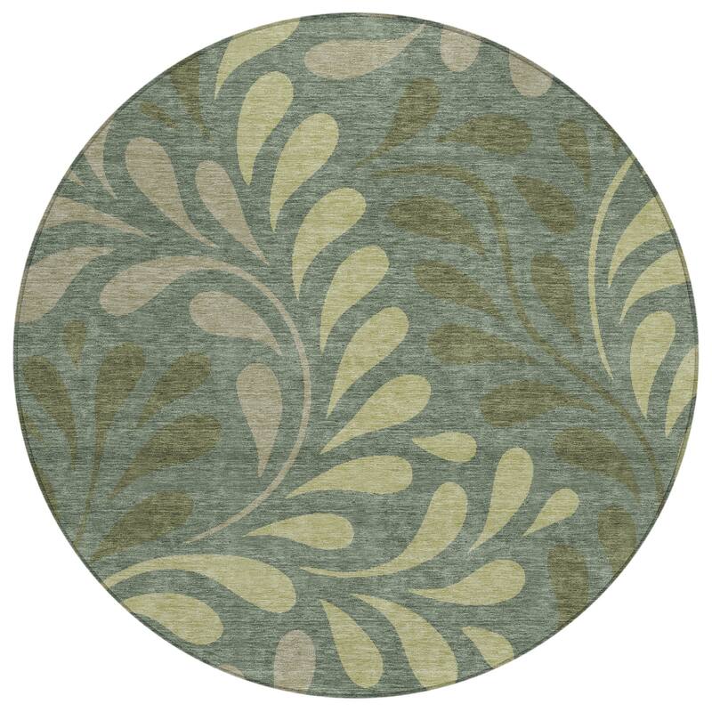 Machine Washable Indoor/ Outdoor Floral Arabesque Chantille Rug