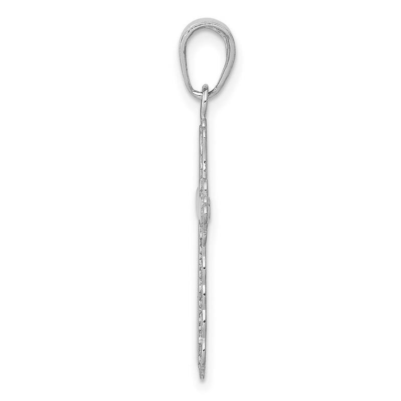Curata 14k White Gold 18" Lace Trimmed Cross Pendant Necklace (16x22.7mm)