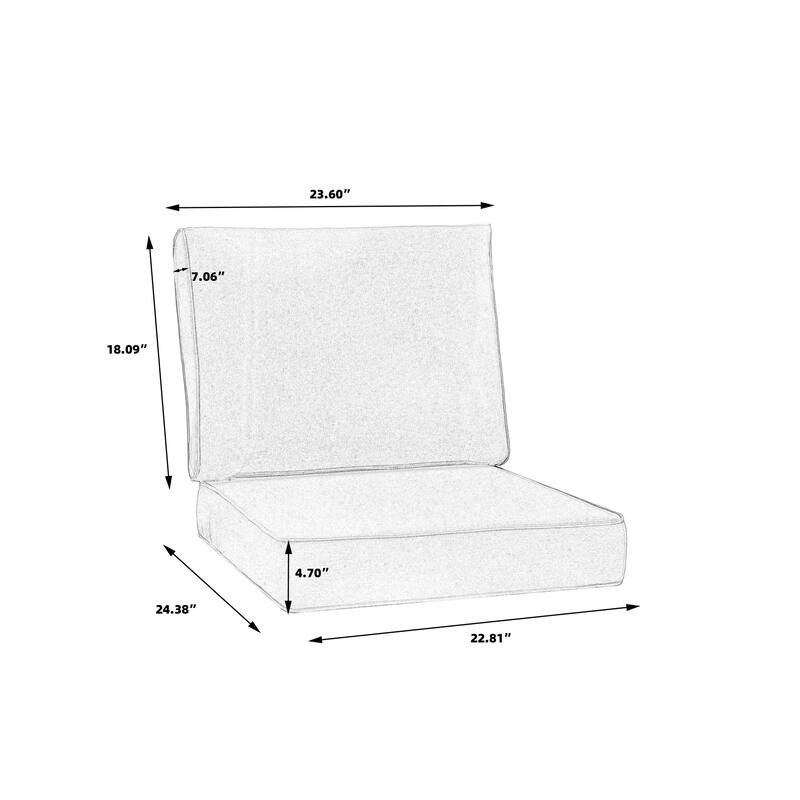 Outdoor 4.7" Thick Sunbrella Cushion Set with Back and Seat Cushions