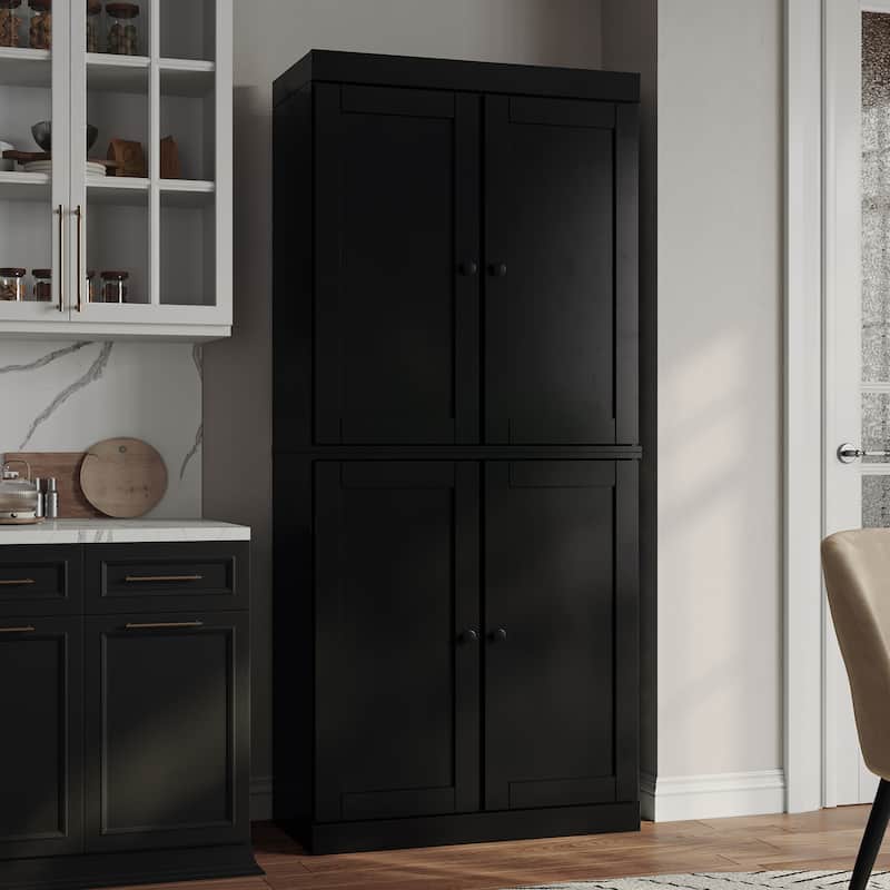 Palace Imports 100% Solid Wood Pantry Cabinet, Shaker Doors, 2 Drawers, Adjustable Shelves, 32" Wide, 71.5" Tall