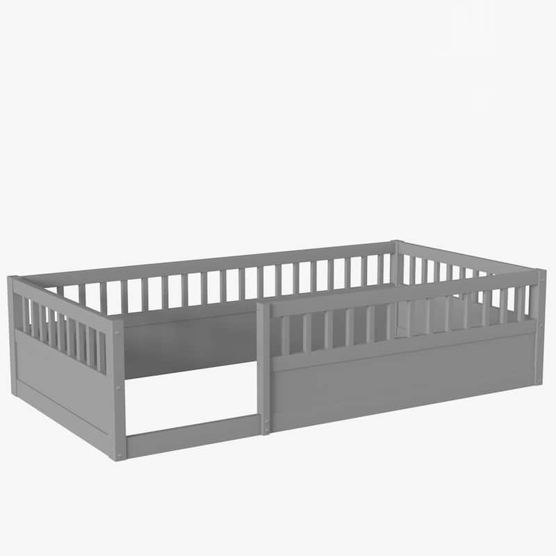 Montessori Floor Bed Frame with Safety Fence