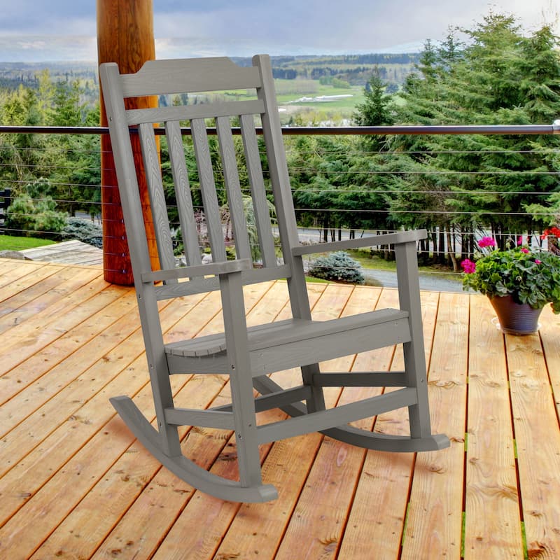 All-Weather Rocking Chair in Faux Wood - Patio and Backyard Furniture