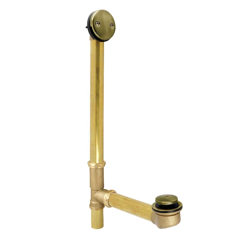 Made To Match 16" Bathtub Waste and Overflow Drain - Antique Brass