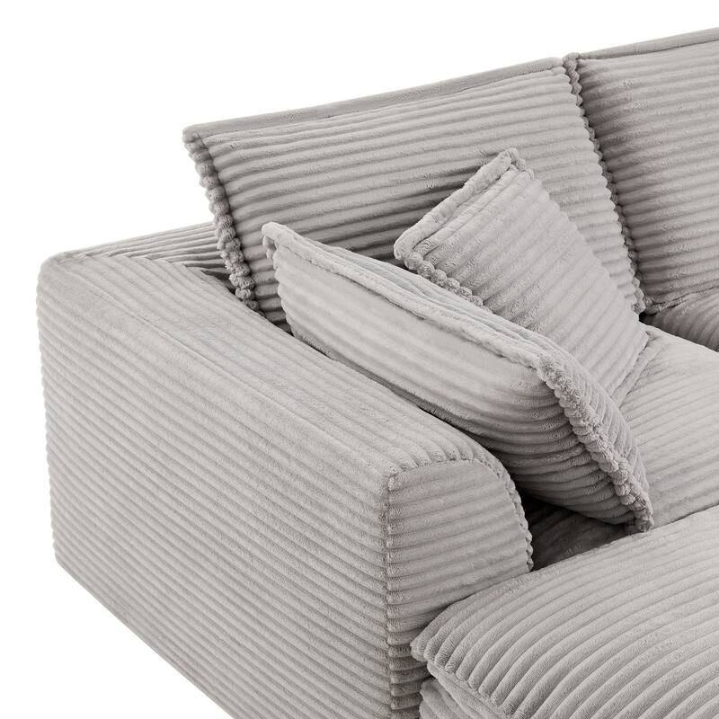 U Shaped Modular Sectional Sofa with Ottomans, Oversized Corduroy Upholstered Cloud Sofa, Fully Compressed 6 Seat Sofa