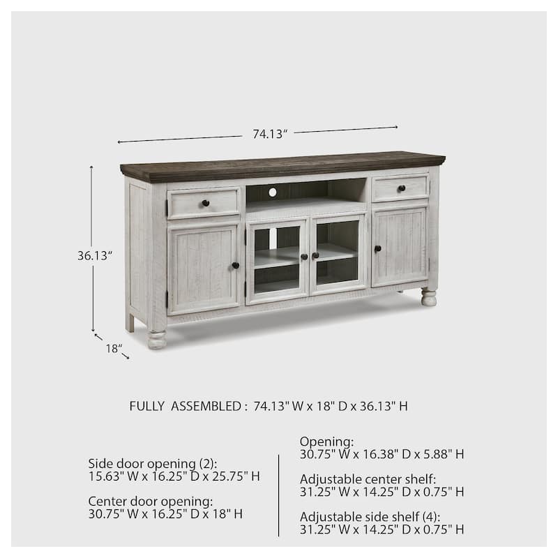 Ashley Furniture Havalance Two-Tone TV Stand - 74"W x 18"D x 36"H