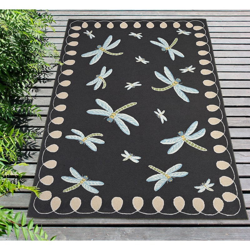 Liora Manne Frontporch Dragonfly Indoor/Outdoor Rug - 3'6" x 5'6" - Midnight