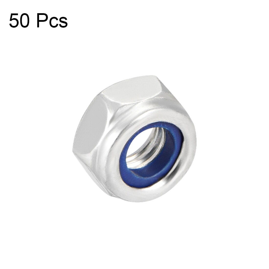 Lot De 50 écrous Frein M6 X 1mm - Avec Insert Nylon, Acier Carbone Zingué Blanc, Uxcell