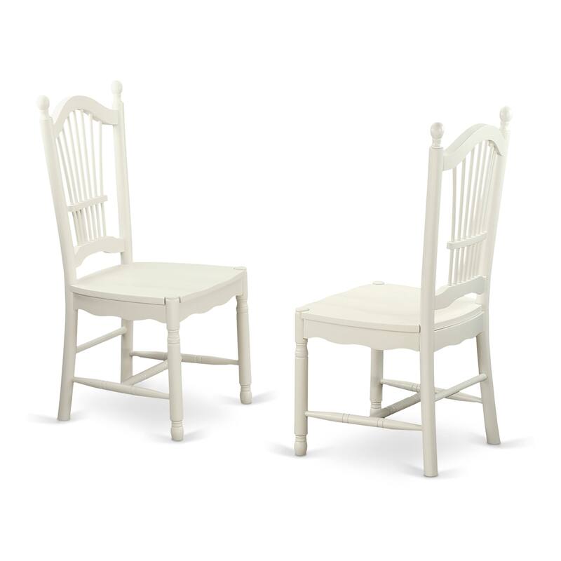 East West Furniture 5 Piece Dinette Set for 4 Includes a Round Dining Room Table and 4 Kitchen Dining Chairs, Linen White