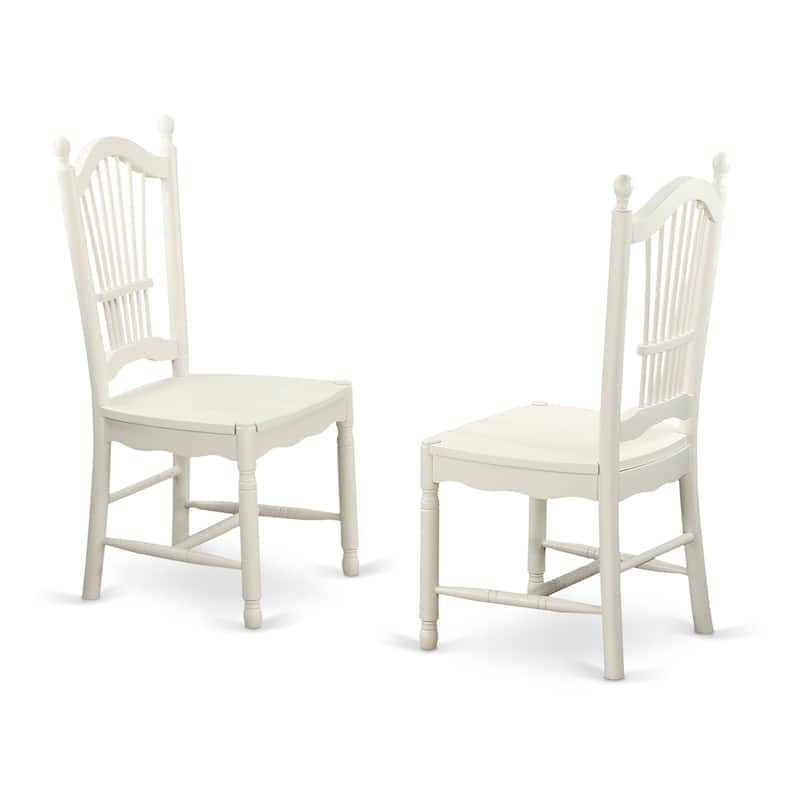 East West Furniture Dover Dining Chairs - Slat Back Wood Seat Kitchen Chairs, Set of 2, (Finish Options)