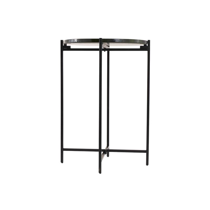 Gold or Black Metal X-Shaped Side End Accent Table with Textured Glass Tabletop