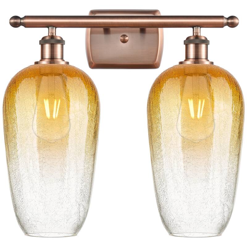 Innovations Lighting Endless Possibilities Ballston - Brookhaven Flute - 2 Light 17" Bath Vanity Light - Antique Copper/Amber
