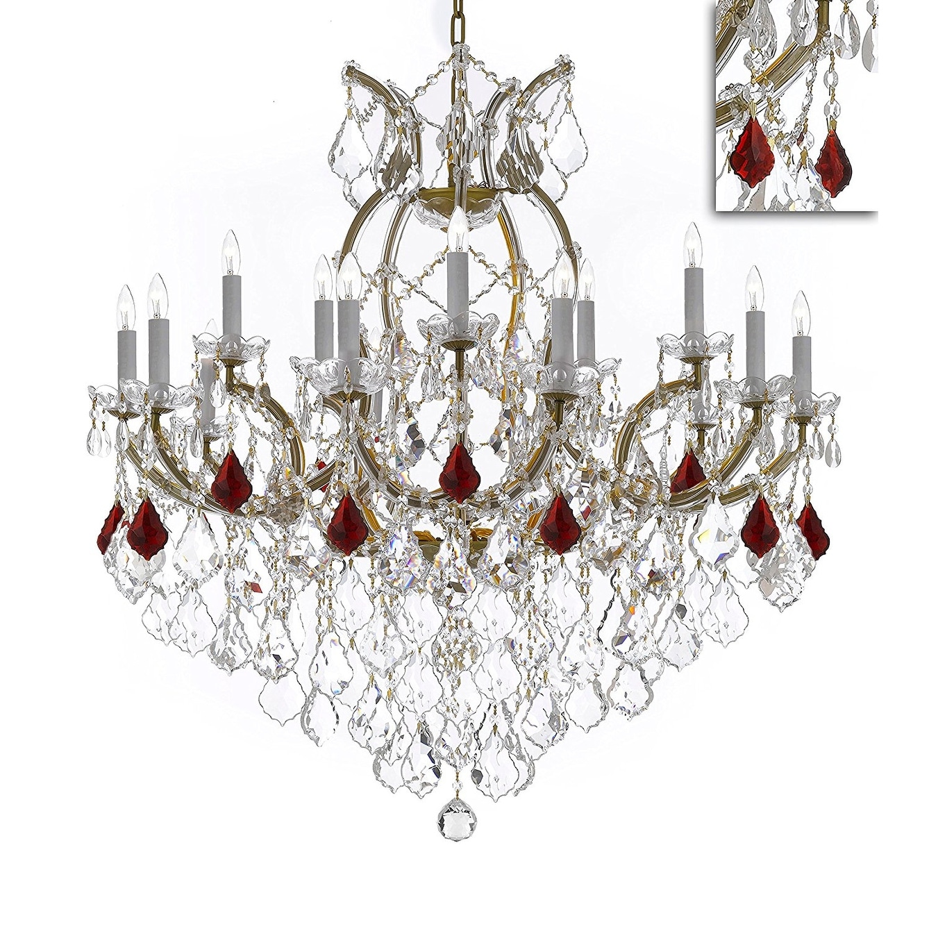 Swarovski Crystal Trimmed Maria Theresa Chandelier Dressed With Ruby Red Crystals - Chandeliers For Bedrooms by Overstock.com
