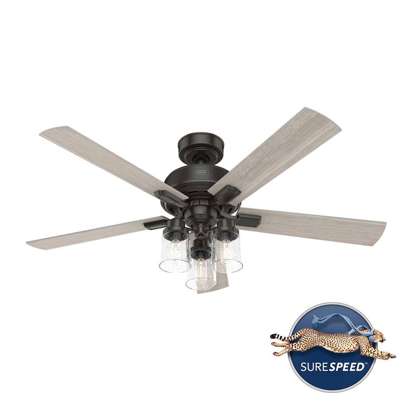 Hunter 52" Hartland Ceiling Fan with LED Light and Handheld Remote - Modern Farmhouse, Transitional