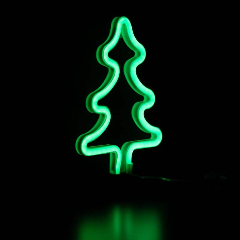 LED Christmas Tree Neon Lighted Decoration - 9.5" - Green
