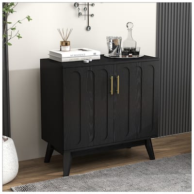 Mid Century Modern Fluted Sideboard Cabinet with Adjustable Shelves
