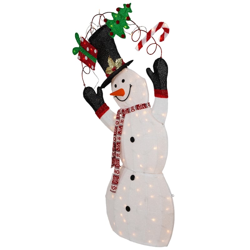 3D Lighted Festive Snowman Outdoor Christmas Decoration - 46" - Warm White LED - 46