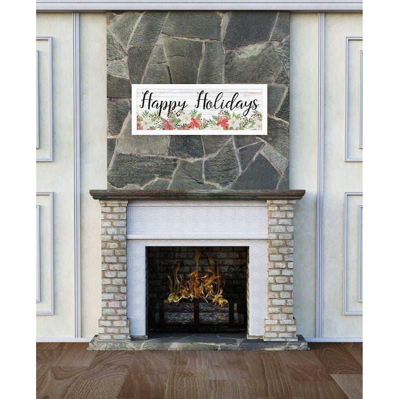 TrendyDecor4U Contemporary "Happy Holiday" Framed Print Wall Art