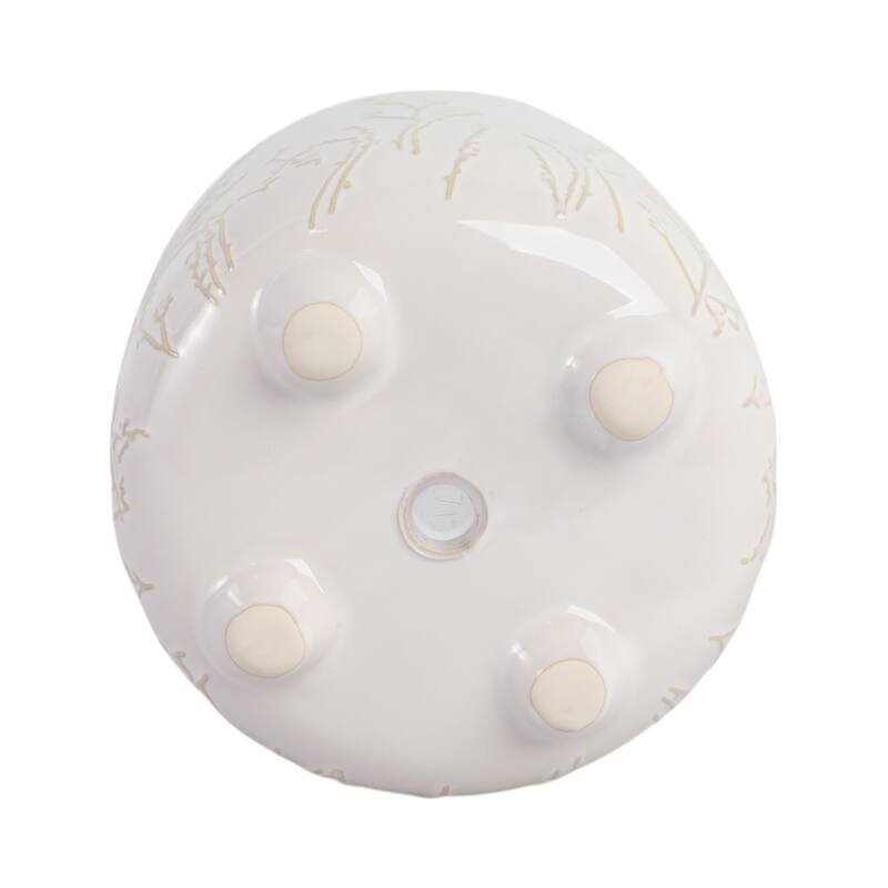 Stoneware Ceramic Planter Raised Botanical Relief Design Tripod Base