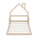 preview thumbnail 8 of 20, Twin Size Wood Floor Bed with House-shaped Headboard and Chimney, Features Sturdy Pine Wood Construction