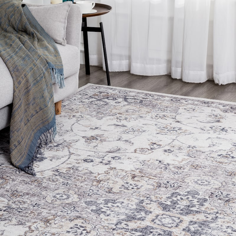 Abstract Traditional Grey Area Rug