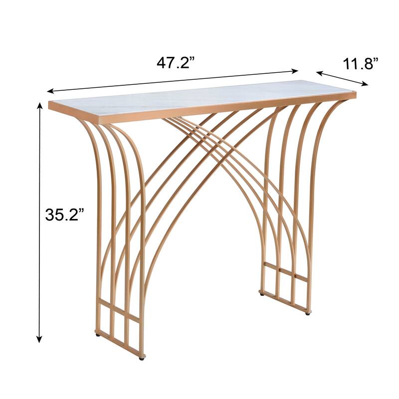 StyleCraft Seraphine Console - Golden - White Marble Top