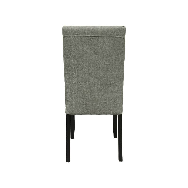 Modern Grey Fabric Dining Chairs with Plush Cushions and Nailhead Trim