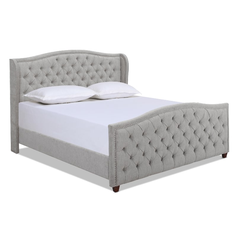 Angelina Upholstered Tall Tufted Wingback Bed Frame