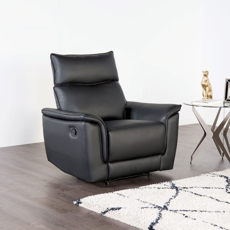 Furniture of America Marty Modern Leather Match Manual Recliner - Black