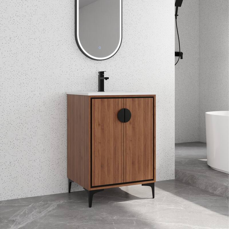 Bathroom Vanity With Sink In 24/30 Inch, Freestanding Bathroom Vanity With Soft Close Door and Adjustable Shelf
