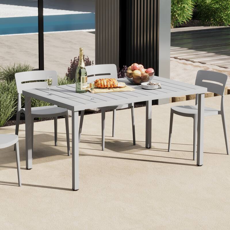 Frond and Form 59 Inch By 35.4 Inch Outdoor Steel Rectangular Dining Table