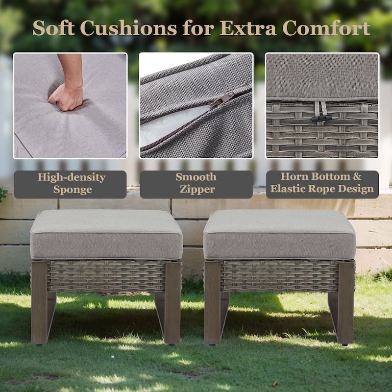 Pocassy 4 Pieces Outoor Patio Swivel Chair Ottoman Set