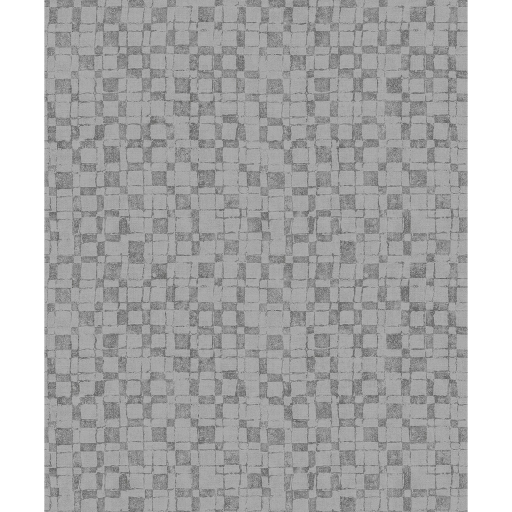 A-Street Prints Sarni Silver Grid Wallpaper