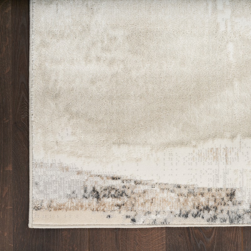 Nourison Illusion Indoor only Cream / Ivory Abstract Area Rug - 5' 3" x 7'