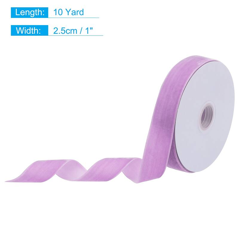Velvet Ribbon Single Face Spool Silky for Gift Wrapping Bow Decoration - Purple - 1 Inch x 10 Yard