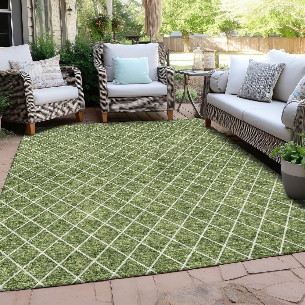 Machine Washable Indoor/ Outdoor Chantille Diamond Trellis Rug