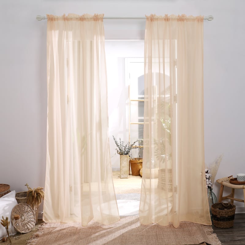 Deconovo Sheer Voile Curtain (2 Panel) - 60x45 Inch - Peach Pink