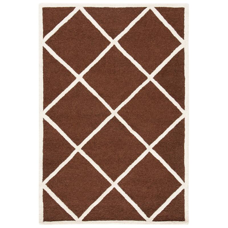 SAFAVIEH Handmade Cambridge Vija Modern Moroccan Wool Rug - 4' x 6' - Dark Brown/Ivory